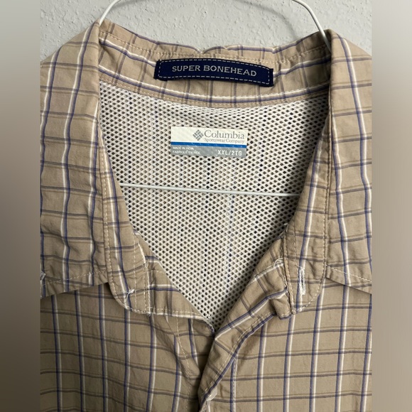 Columbia PFG Men's Vented Fishing Lightweight Beige Plaid Shirt Size 2XL XXL - Picture 4 of 8